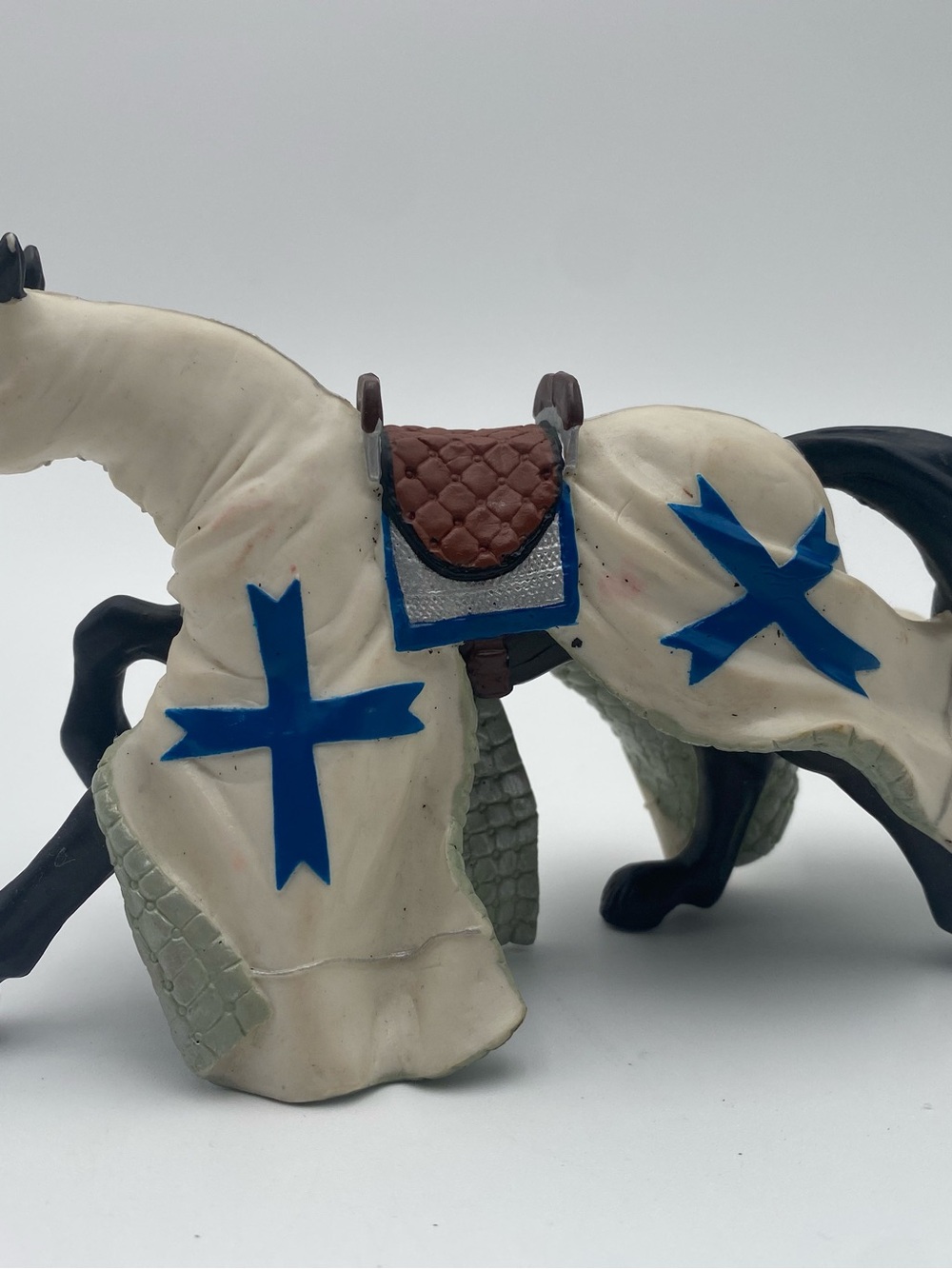 Vintage Breyer Horse Figurine Model w/ Saddle and Blue Cross Caparison Blanket